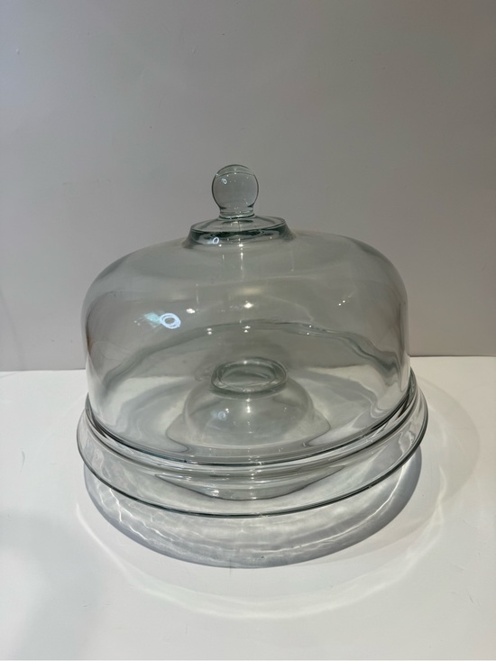 Other - 2-Piece Clear Glass Cake / Chip Dip Holder with Dome Cover with Round Knob